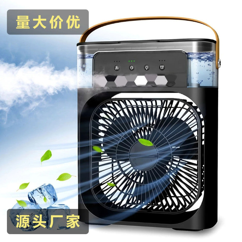 Portable Ice Mist Cooling Fan – USB Mini Air Cooler with 3 Speed & Spray Modes