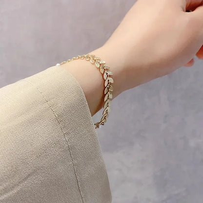 Golden Leaf Pearl Jewelry Set