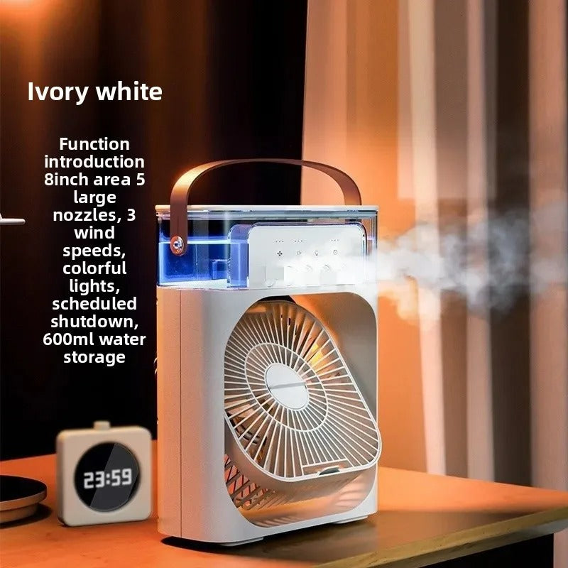 Portable Ice Mist Cooling Fan – USB Mini Air Cooler with 3 Speed & Spray Modes