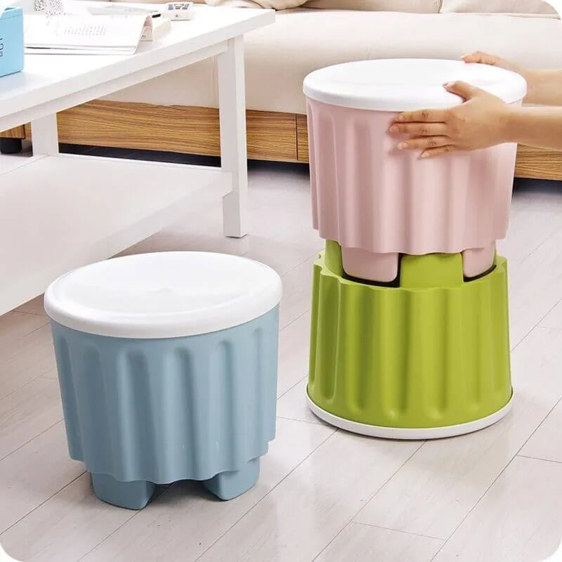 Large Capacity Stackable Plastic Storage Stool Box Footstool