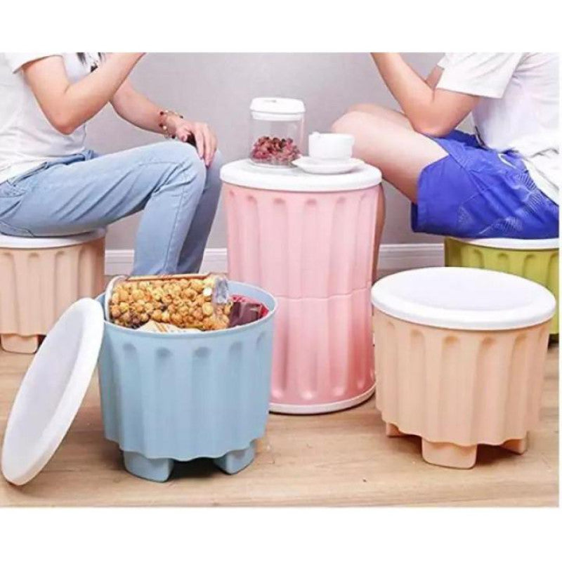 Large Capacity Stackable Plastic Storage Stool Box Footstool
