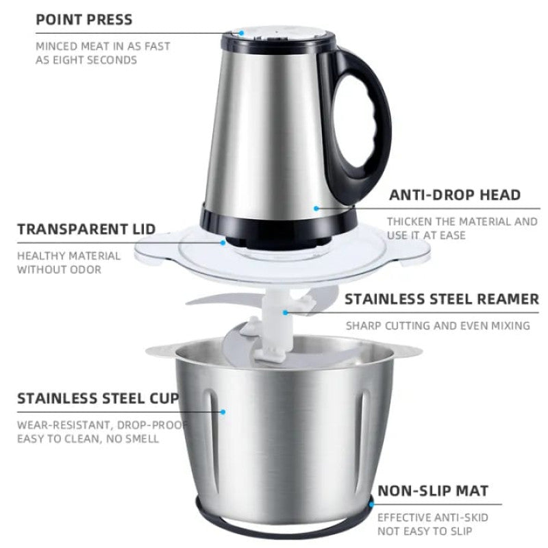 Silver Crest 3L Electric Chopper – 4 Blades Heavy Duty Meat & Vegetable Chopper