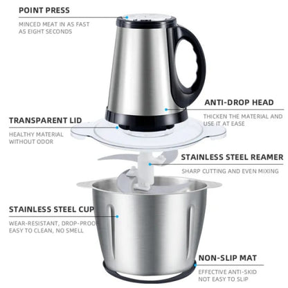 Silver Crest 3L Electric Chopper – 4 Blades Heavy Duty Meat & Vegetable Chopper