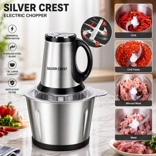 Silver Crest 3L Electric Chopper – 4 Blades Heavy Duty Meat & Vegetable Chopper