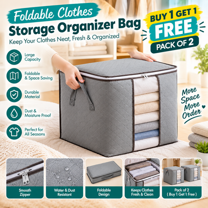 Foldable Clothes Storage Organizer Bag - Buy 1 Get 1 Free (Pack of 2)