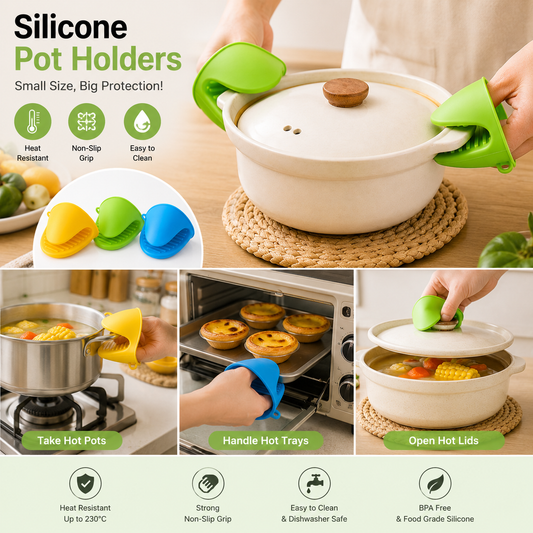 Silicone Pot Holders – Heat Resistant Mini Oven Mitts (Set)