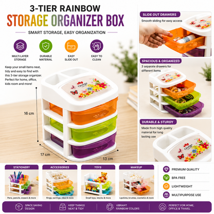 3-Tier Rainbow Storage Organizer Box