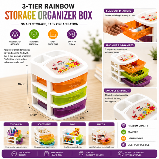 3-Tier Rainbow Storage Organizer Box