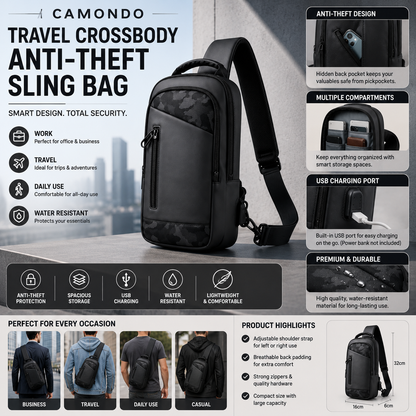Anti-Theft Sling Crossbody Bag