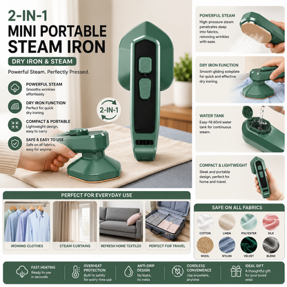 2-in-1 Mini Portable Steam Iron