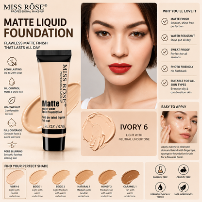 Miss Rose Matte Liquid Foundation – Light