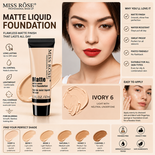 Miss Rose Matte Liquid Foundation – Light