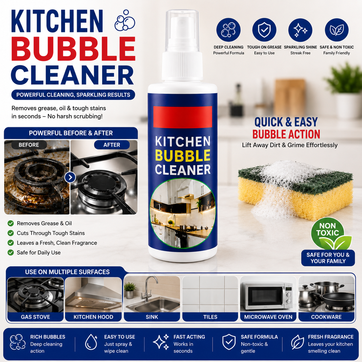 Kitchen Bubble Cleaner Spray