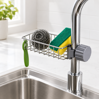Soap Dish Holder Stainless Steel Faucet Drain Rack | Kitchen Sink Shelving & Utensils Storage Organizer
