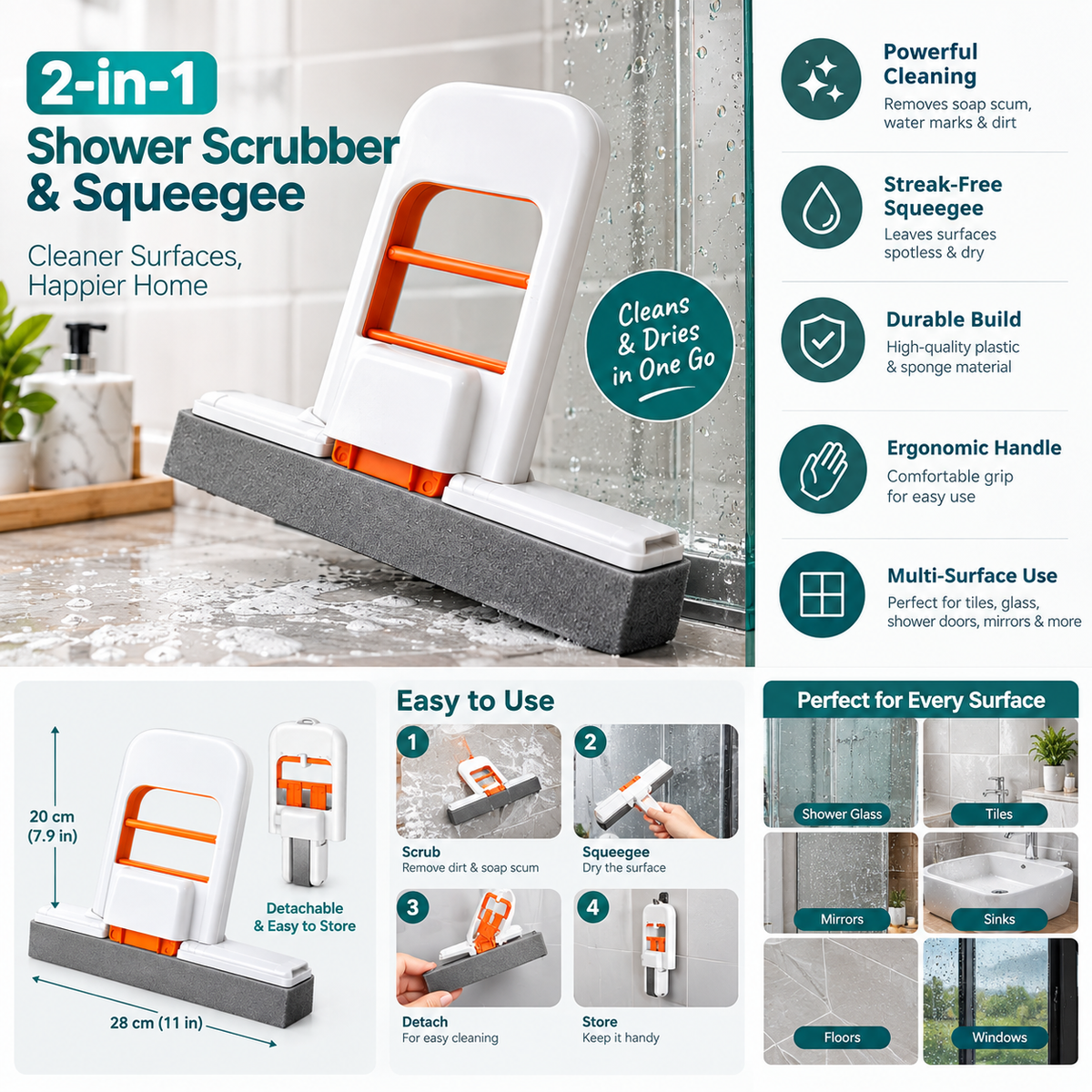 Foldable Mini Mop - Portable Self-Squeezing Wet & Dry Cleaning Mop