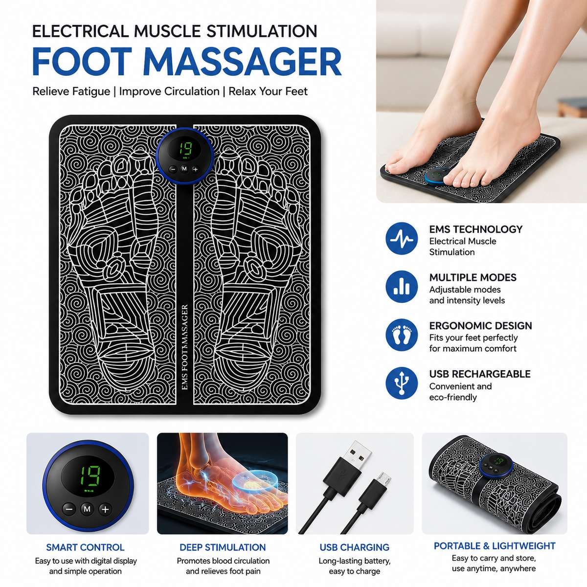 Electrical Muscle Stimulation Foot Massager