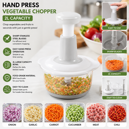 Hand Press Vegetable Chopper 2L