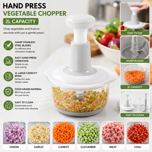 Hand Press Vegetable Chopper 2L