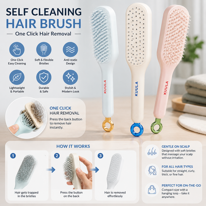 Self Cleaning Hair Brush – One Click Hair Removal