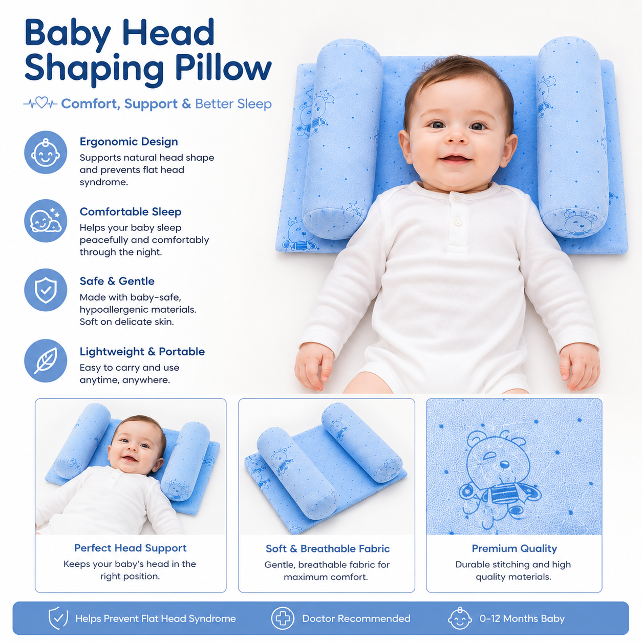 Baby Head Shaping Pillow Set