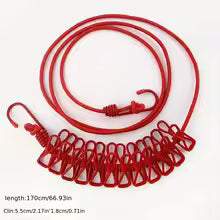 12 Clips Elastic Drying Clothes Rope