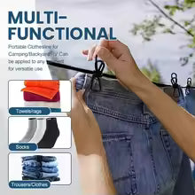 12 Clips Elastic Drying Clothes Rope
