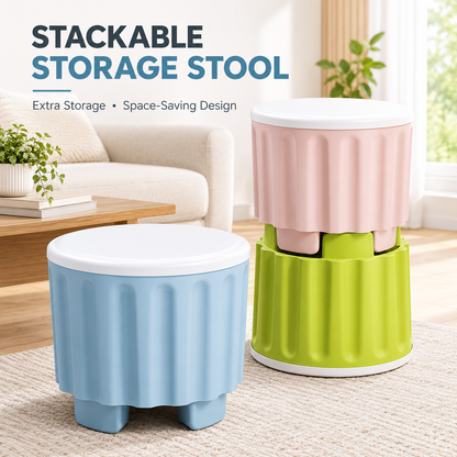 Large Capacity Stackable Plastic Storage Stool Box Footstool