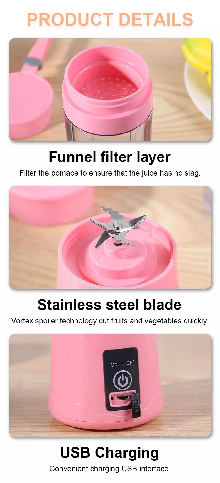 Portable USB Rechargeable Juicer Blender